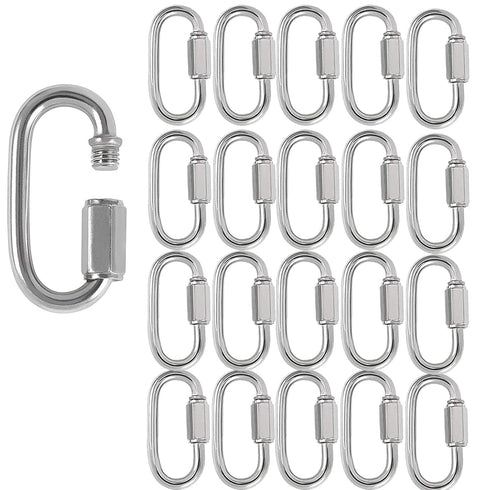 20 Pack M5 3/16 Inch Quick Link, 648 Lbs Stainless Steel Threaded Chain Connector Heavy Duty D Shape Locking Repair Link for Backpack DIY Accessor...