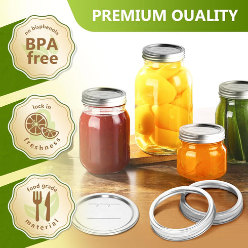 DSJIFGEW 52Pcs Premium Canning Lids, Rings for Regular Mouth Mason Jars - Food Grade Split-Type Metal Canning Kerr Jar Ball Lids...