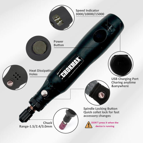 Cordless Rotary Tool, Mini Rotary Multi-Tool Kit with 3 Variable Speed 42pcs Accessories Kit Electric Rotary DIY Grinder for Polishing, Cleaning a...