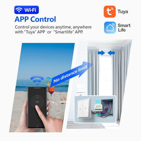 DieseRC WiFi Smart Roller Shutter Controller Module, Tuya APP WiFi Control Compatible with Alexa/Google Home APP Control and Manual Switch, Electr...