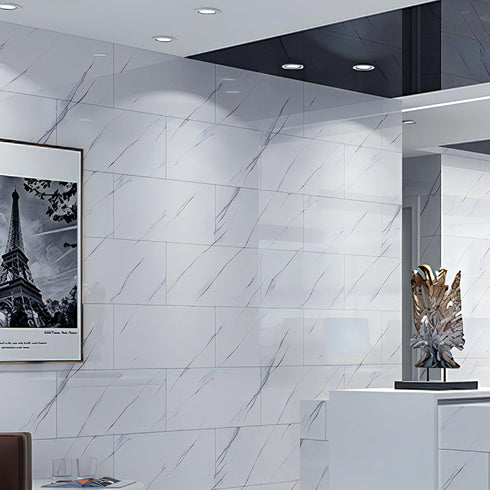 Glossy Marble Contact Paper White Peel and Stick Wallpaper Marble Wallpaper Self-Adhesive Removable 15.7?x78.7? Marble Contact Paper for Cabinets ...