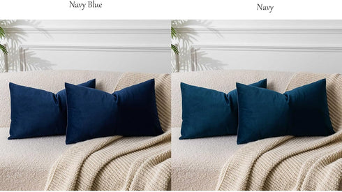 JUSPURBET Navy Blue 16x24 inch Pillow Cover Set of 2 Soft Decorative Lumbar Velvet Throw Pillow Cases for Couch Bed Sofa Zippered Closure Luxuriou...