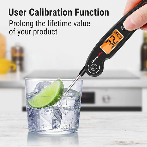 ThermoPro TP605 Instant Read Meat Thermometer Digital for Cooking, Waterproof Food Thermometer with Backlight & Calibration, Digital Probe Cooking...