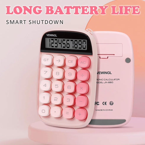 Mechanical Switch Calculator,Pink Calculator Cute 10 Digit Large LCD Display and Buttons,Calculator with Large LCD Display Great for Everyday Life...