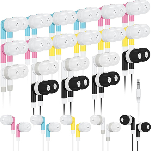 Kigeli 20 Pack Kids Bulk Earbud Headphones for Classroom Student Wired Headphones in-Ear Earbud 3.5 mm Disposable Earphones Set for Kids Adults Cl...
