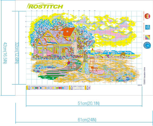 ROSTITCH Stamped Cross Stitch Kits- Vacation time Cross Stitch Kits for Beginners Adults Needlepoint Cross-Stitch,Pre Printed Cross Stitch and Cra...