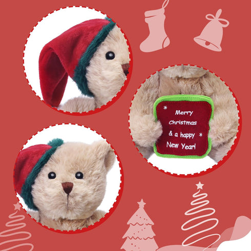 2pcs Plush Teddy Bear, 11.7" TGift Stuffed Bears in Diffrent Styles, Soft Cute Stuffed Animals, Vintage Christmas Teddy Bear Plush Gifts for Girls...
