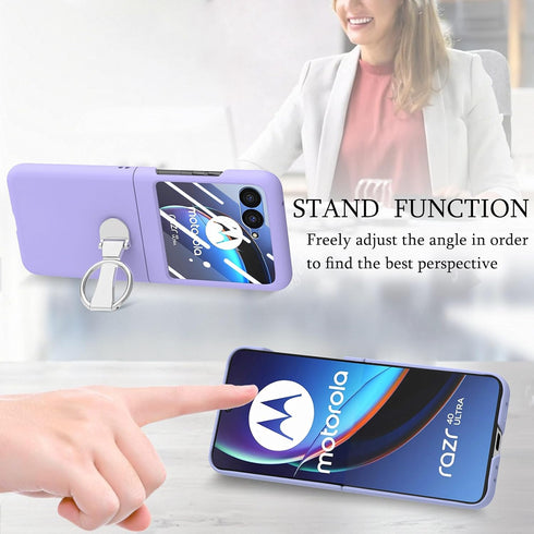 Asuwish Compatible with Motorola Razr Plus 2023 Razr+ Case and Tempered Glass Screen Protector Back Bumper Metal Ring Holder Stand Kickstand Cell ...