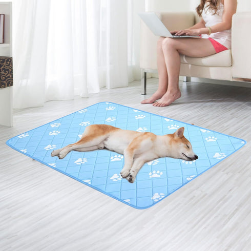 PUPTECK Upgraded Dog Cooling Mat Ice Silk Self Cool Pad for Small Medium Large Dogs and Cats, Non-slip Pet Bed for Summer or Hot Days Sleeping, Wa...