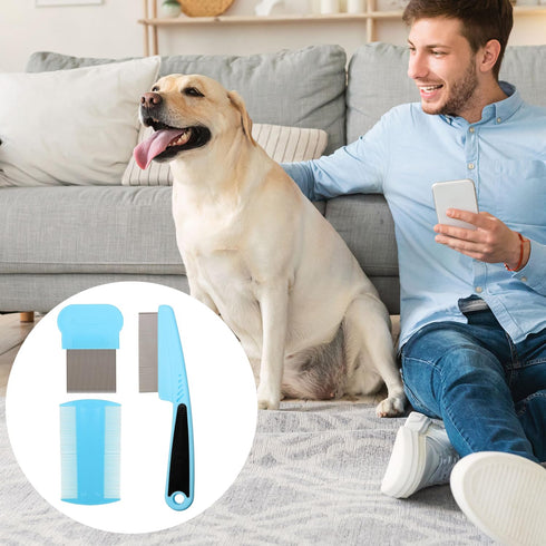 3 Pack Flea Comb Lice Comb Dog Comb Cat Combs Pet Grooming Comb for Grooming Eye Tear Stain for Dogs Cats Small Pets...