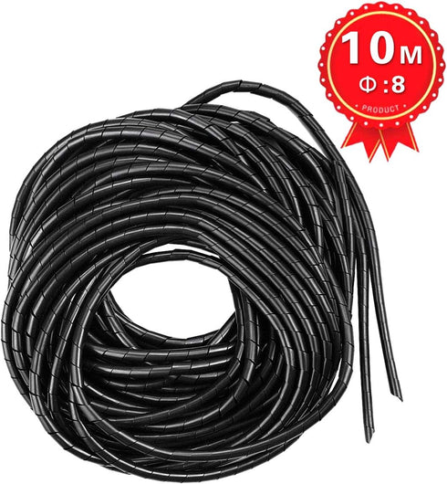 33FT XHF 5/16" Spiral Cable Wrap 8mm(Wrapping Range:6mm-60mm) Cord for Computer Electrical Wire Organizer Sleeve Hose RoHS Black...
