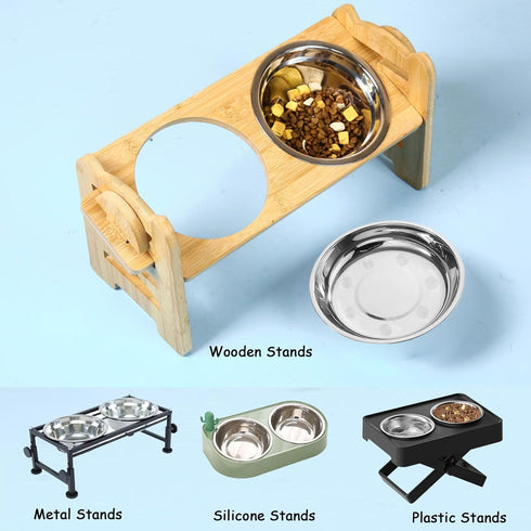 Stainless Steel Shallow Cat Food Bowls Wide Cat Dish Puppy Bowls Whisker Fatigue Relief Cat Plates Elevated Stands Replacement Kitten Metal Plate ...