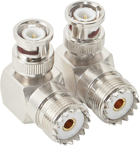 Anina BNC Male to UHF Female SO239 Jack Coax Connector Right Angle RF Antenna Adapter for Ham Radio CB Antenna Scanner Coaxial Cable 2-Pack...