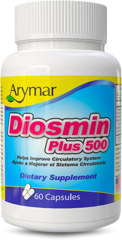 Arymar Diosmin Plus 500 – Circulatory Support Supplement with Hesperidin & B-Complex – 60 Capsules...