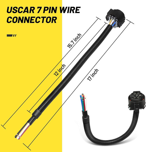 Oyviny Replacement USCAR 7 Pin Trailer Connector Wiring Harness OEM Style for Ford/GM/Chevy/Dodge Ram F150 Trailer Plug Socket Pigtail 12-16 AWG P...