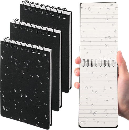 3 Pack Waterproof Spiral Notebook 3" x 5" Weatherproof Notepad Small Pocket Notebook Mini Pocket Notebook Police Notepad Tactical Steno Pads Memo ...