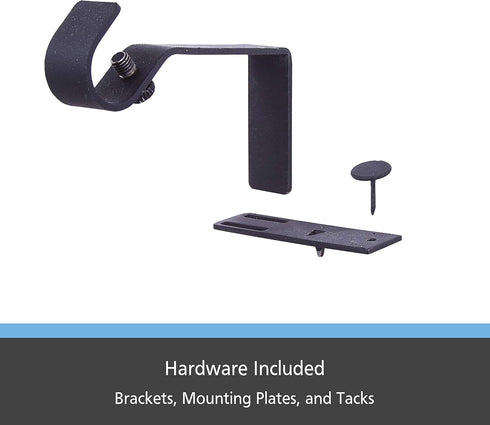 Kenney Fast Fit 5/8" No Measure Curtain Rod Brackets, Matte Black...