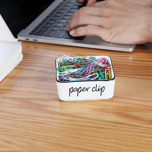 Creamic Farmhouse Paper Clip Holders for Desk 3.3-Inch (White)...