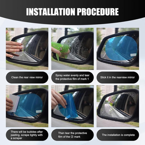 2 PCS Car Rearview Mirror Rainproof Film, 3.93" x 5.7" PET Oval Anti-fog Anti-glare Reversing Mirror Reflective Film, Lotus Leaf Water-repellent E...