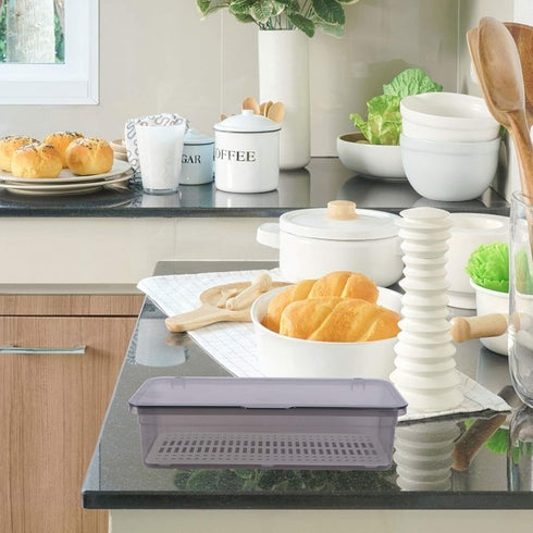 Cabilock 2pcs Flatware Tray with Lid, Kitchen Cutlery Tray and Utensil Drawer Organizer, Silverware Countertop Storage Container with Cover 11x5.1...