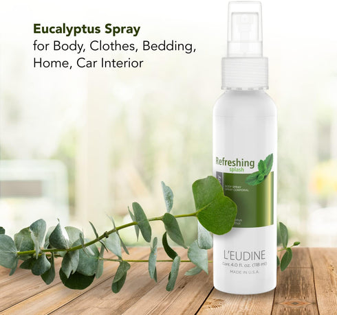 L'EUDINE Refreshing Splash with Eucalyptus Oil, Respiratory Care Body & Room Spray Mint and Aloe Infused, Gentle on The Skin, Multipurpose Small S...