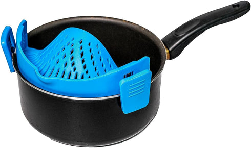 Silicone Strainer for Kitchen - Cooking strainer for Pasta, Fruits, Vegetables, Clip on Strainer, Pot Strainer, Pans,Food Strainer (blue)...