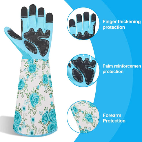 Gardening Gloves for Women, Rose Gloves Gardening Thorn Proof, Long Garden Gloves for Women, Breathable & Durable Leather Gauntlet (Medium, Light ...