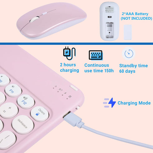 Small Bluetooth Keyboard and Mouse Combo,Ultra-Slim Ultra Slim Portable Cordless Wireless Keyboard for Android Tablet Cell Phone Smartphone iPhone...