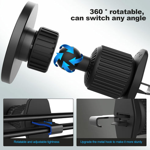 UBeesize Magnetic Car Phone Holder, Compatible with iPhone 14/13 Pro/Max/Mini, 360 Swivel, Easy Access, Wide Compatibility...