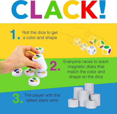 AMIGO Games Clack! Categories - Exciting Kids Magnetic Stacking Game for 2-8 players Ages 7+ | Fun, Educational, & Fast-Paced Family Game...
