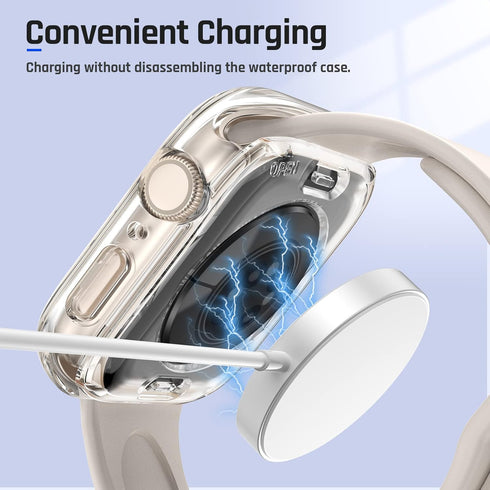 Goton 2 in 1 Waterproof Case for Apple Watch Series 9 8 7 Screen Protector 41mm, 360 Protective Glass Face Cover Hard PC Bumper + Back Frame for i...