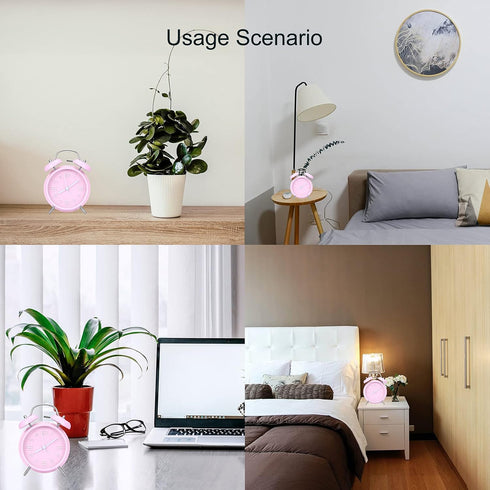 Retro Alarm Clock Battery Operated nightstand Clock,4 inch Twin Bell Backlight Alarm Clock for Bedroom,Desk,Bedside Loud Alarm Clock(Pink)...