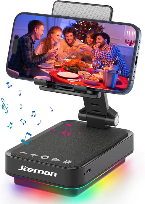 JTEMAN Gifts for Men Cell Phone Stand with Wireless Bluetooth Speaker and Jumping Light, Cool Tech Gifts for Men Women Husband Dad, Unique Birthda...