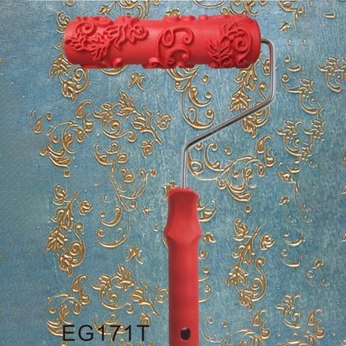 Auniwaig Embossing Rubber Paint Roller Brush Red 12.59 inch for Household Wall Painting Roller EG171T Painting Roller Brick Pattern Roller DIY Wal...