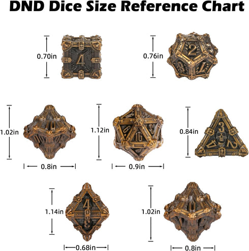 Metal DND Dice Set, Skull Series DND Dice 7-Pieces Metal Polyhedral Dice Set with Gift Box for Dungeons and Dragons Role Playing Games?Red Copper?...