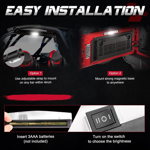 OFFROADTOWN UTV Interior Dome Light Universal Roll Bar Mount LED Light Dome Light Utility Roll Cage Light Wraparound Light Overhead Light for UTV ...
