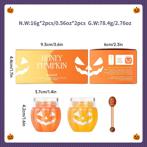Pumpkin Honey Lip Mask Day Overnight Lip Care Mud Cream Moisturizing Firming Nutritional Supplements Reducing Wrinkles Lip Balm for Women Man Dail...