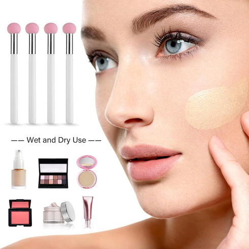 Sibba Foundation Brushes 4 PCS Makeup Setting Powder Blush Beauty Techniques Sponge Angled Stick Liquid Concealer Cream Nose Face Contour Make Up ...