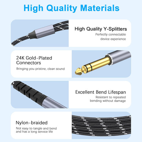Lightning to 1/4 TRS Audio Stereo Cable, 3 in 1 to 1/4 Male Aux Audio Cord Compatible with iPad, iPhone 13 Pro for Amplifier, Mixer, Home Theater,...