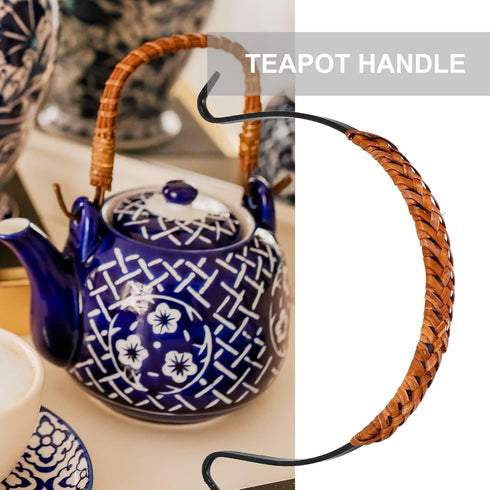 Hemoton Rattan Metal Teapot Handle Tea Pot Handle Replacement Adjustable Kettle Grip Purse U-Shape Handle for Chinese Teapot Ceramic Pottery Tea K...