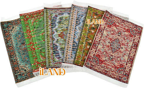 iLAND Miniature Dollhouse Accessories Victorian of Woven Dollhouse Rug 9.4” x 5.7” 9.2" x 1.8" for Dollhouse Furniture on 1/12 Scale and Dolls 3” ...