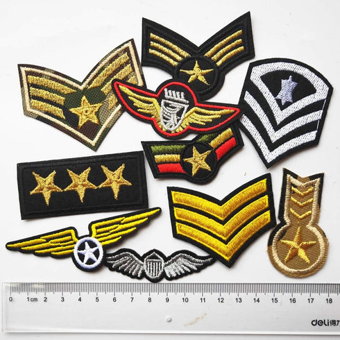 Mo Sheng Accessory 20pcs DIY Medal Epaulet Soldier Badges Patches Embroidery Mix Patterns Iron On/Sew On Applique for Clothes Backpacks T-Shirt Je...