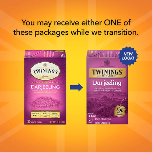 Twinings Darjeeling Tea - A Delicate, Dry Black Tea, Sophisticated Coffee Alternative with Less Caffeine, Individually Wrapped Tea Bags, 20 Count ...