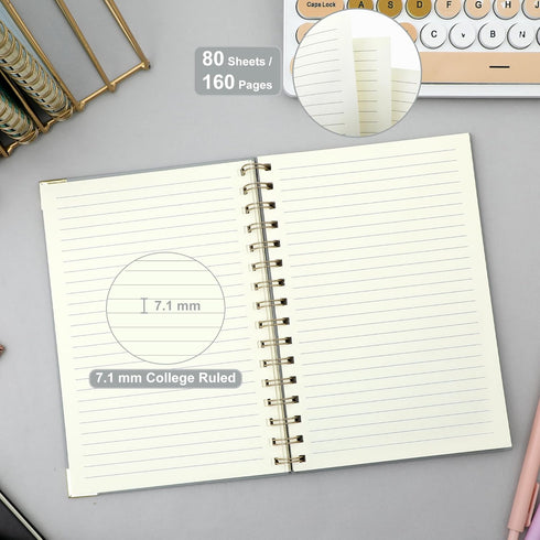 Hardcover Spiral Notebook College Ruled Notebook Journal A5 Small Spiral Notebook 5x7 160 Pages Spiral Notebooks for Work Aesthetic Note Taking No...