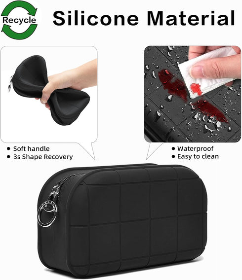 Silicone Makeup Bag Travel Cosmetic Bag Stuff Bag Makeup Pouch Cute Makeup Organizer Versatile Zipper Pouch for Women (Black)...