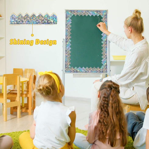100 Ft Bulletin Board Borders, 100 Sheets Border Trim, Adhesive Decoration Bulletin Board Border for School/Classroom/Office(5 Designs)...