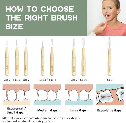 Bamboo Interdental Brushes, Between Teeth Cleaner Deep Clean Brush, 40 Count, Size 4, Medium Gaps...