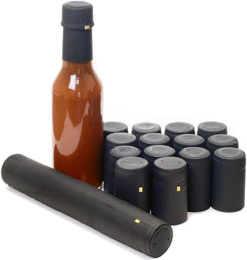 nicebottles Shrink Capsules, Black, 28x50mm, Pack of 30 - Compatible 5oz & 10oz Woozy & Hot Sauce Bottles - BOTTLE NOT INCLUDED...