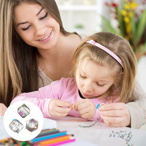 Hicarer 200 Pcs Austrian Crystal Cube Beads Green and Pink Square Glass Bead Quartz Loose Seed Beads DIY Bracelet Friend Gifts Crystal Beads for J...