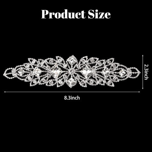 Sliver Rhinestone Flower Applique, 1 Piece Crystal Applique Embellishment Crystal Patch for Wedding Dress Bridal Shoe Bag Decor DIY Supplies...